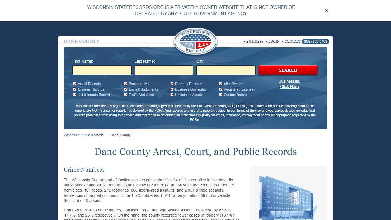 Dane County Arrest, Court, and Public Records