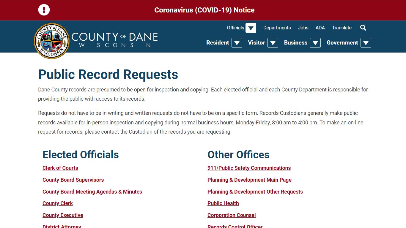 Request for Records | Dane County, Wisconsin